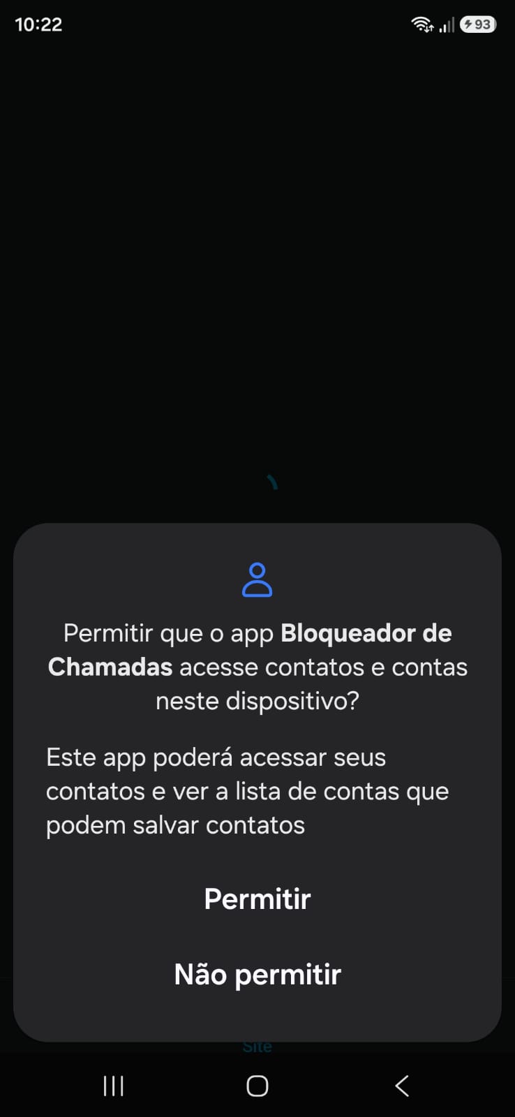 Android solicitando permissão para o Bloqueador de Chamadas acessar os contatos
